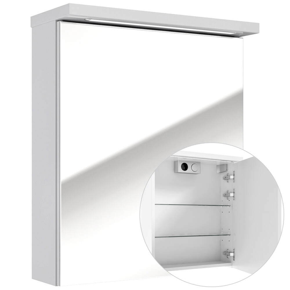 Lomadox Spiegelschrank mit Beleuchtung weiß SOFIA-107 Hochglanz lackiert, B günstig online kaufen