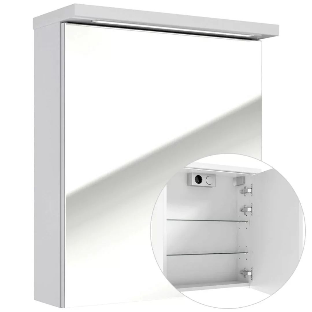 Spiegelschrank mit Beleuchtung weiß SOFIA-107 Hochglanz lackiert, B/H/T: ca günstig online kaufen