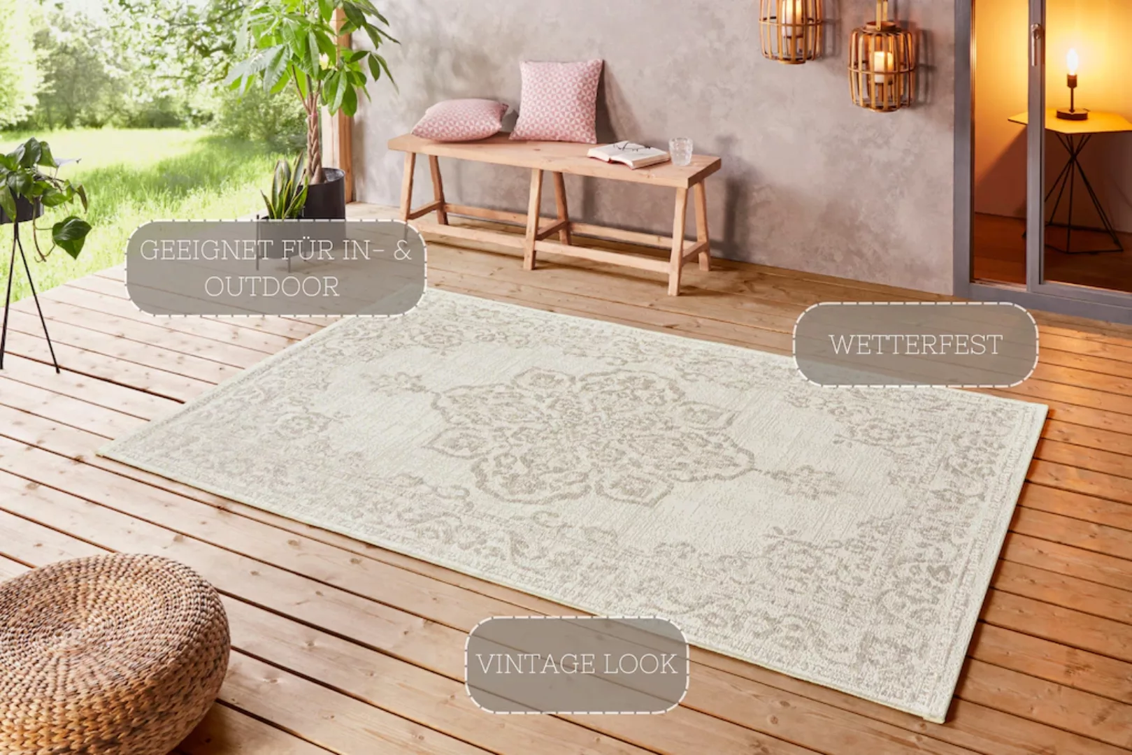 NORTHRUGS Teppich »Tilos«, rechteckig, In- & Outdoor, Kurzflor, Orientalisc günstig online kaufen