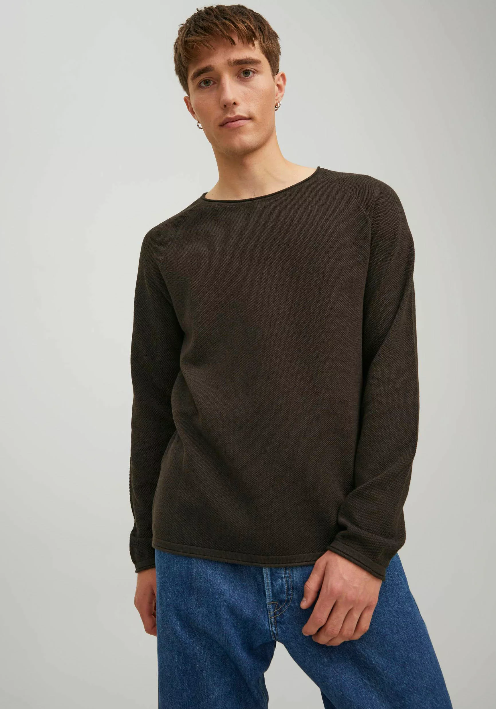 Jack & Jones Strickpullover Rundhals Strickpullover Langarm Sweater aus Bau günstig online kaufen