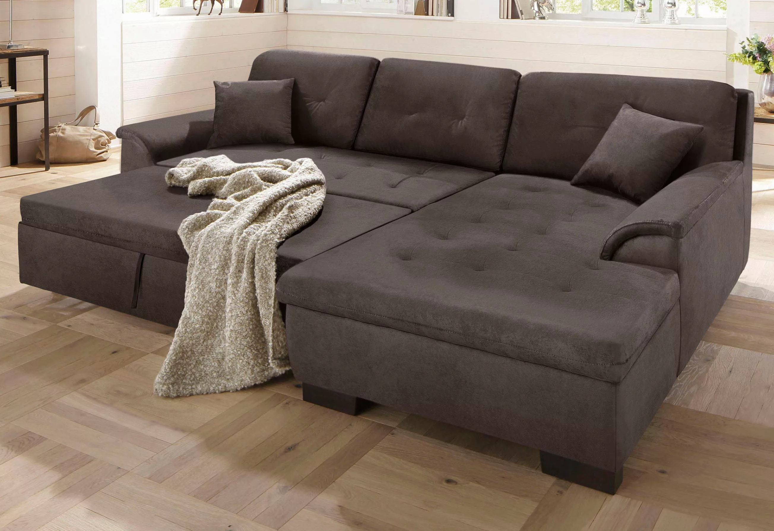 Home affaire Ecksofa "Bergen", wahlweise mit Bettfunktion L-Form günstig online kaufen
