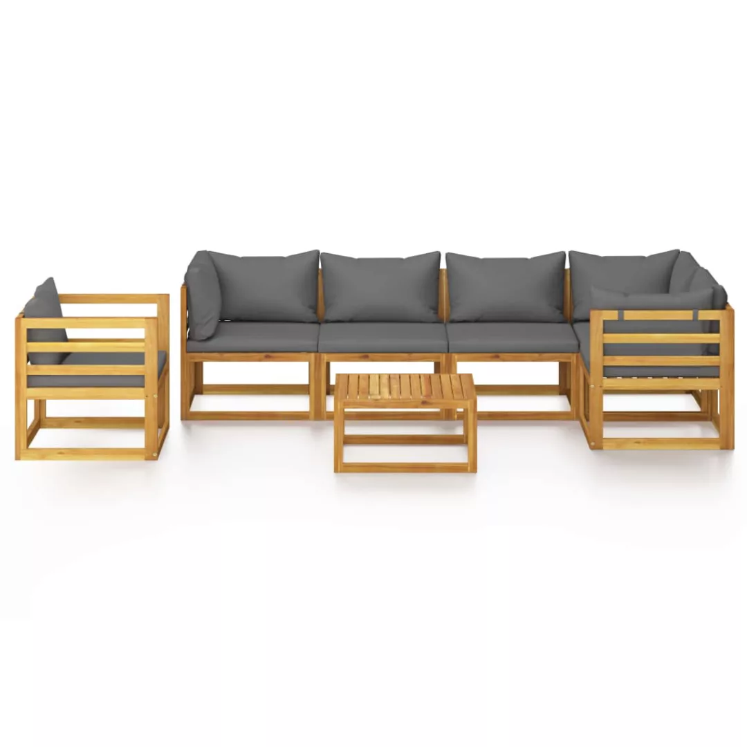 7-tlg. Garten-lounge-set Mit Auflagen Massivholz Akazie günstig online kaufen