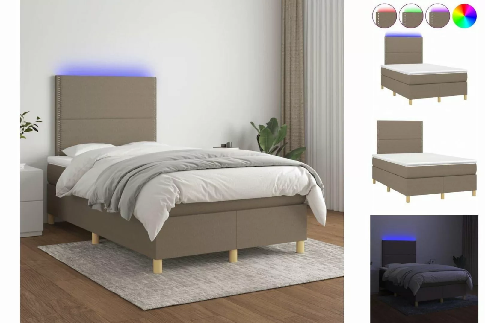 vidaXL Boxspringbett Bett Boxspringbett mit Matratze & Topper & LED (120 x günstig online kaufen