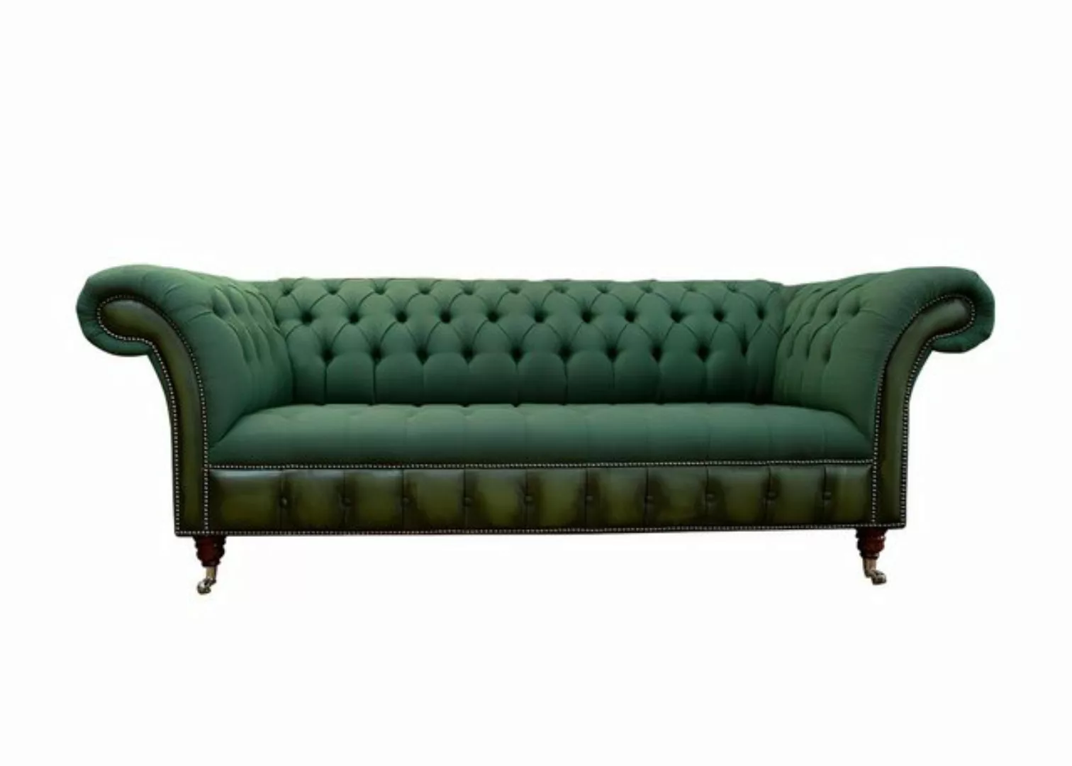 Xlmoebel Sofa Dunkelgrünes Chesterfield 3-Sitzer Wohnzimmer-Sofa mit Stoffp günstig online kaufen