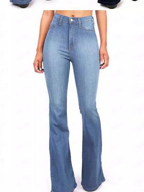 FIDDY 3/4-Jeans Mittellange Stretchjeans, Denim-Schlaghosen für Damen günstig online kaufen