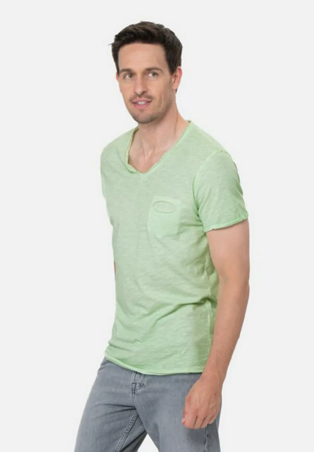 Key Largo T-Shirt Soda vintage Look uni Basic T00619 V-Ausschnitt unifarben günstig online kaufen