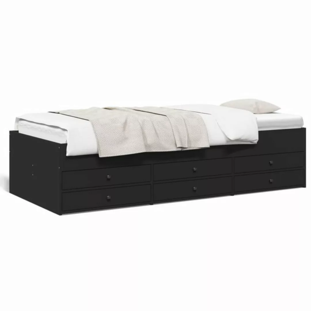 vidaXL Bett Tagesbett mit Schubladen Schwarz 75x190 cm Holzwerkstoff günstig online kaufen