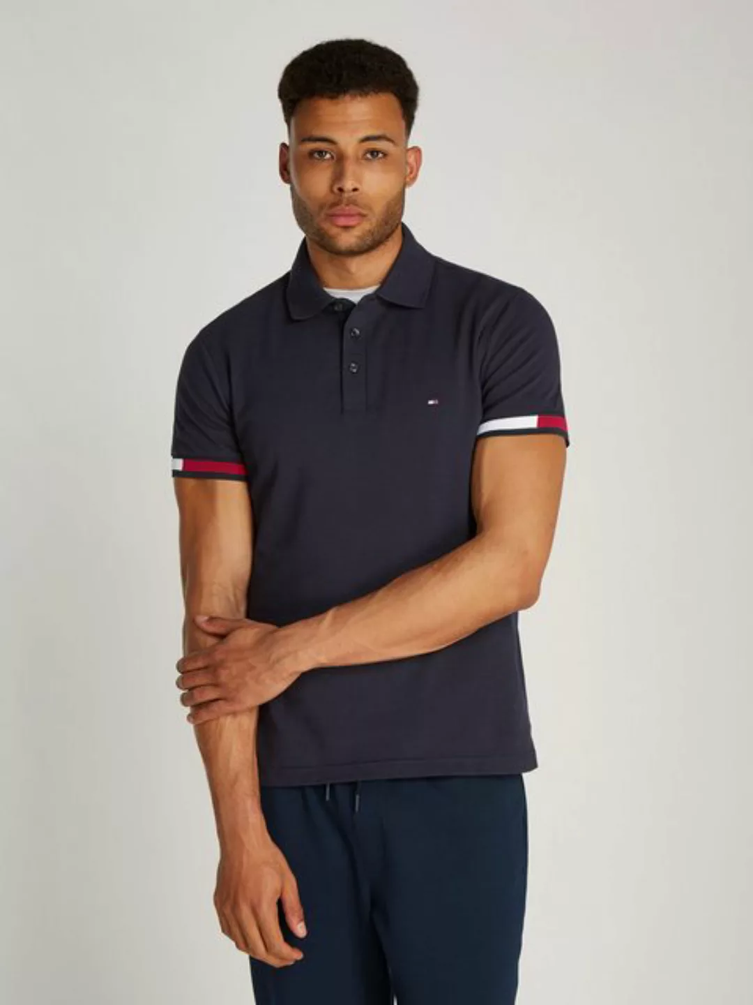 Tommy Hilfiger Poloshirt FLAG CUFF SLIM POLO mit Kontrast-Details günstig online kaufen