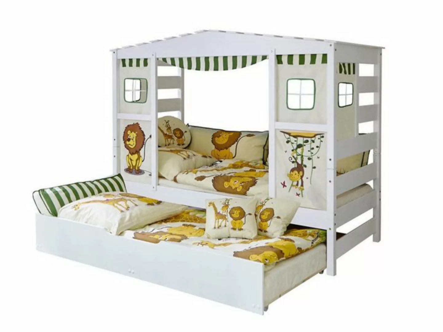 TICAA "Hausbett mit Bettkasten ""Safari"" Kiefer Weiß" weiß Gr. 90 x 200 günstig online kaufen
