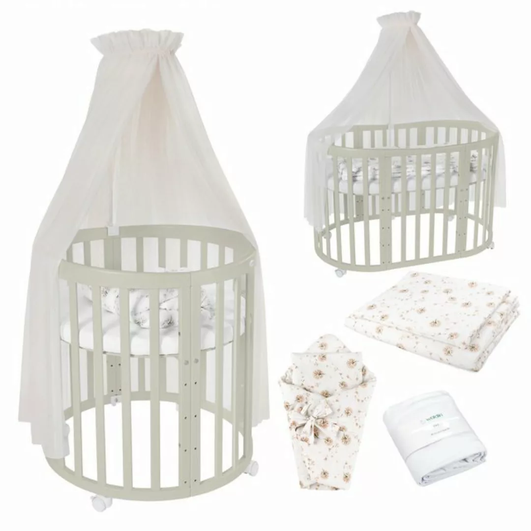 Waldin Babybett Waldin OWAL mobiles Babybett aus Holz 7in1 mit Matratze, mi günstig online kaufen