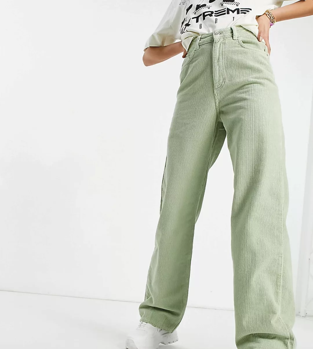 ASOS DESIGN Tall – Lockere Dad-Jeans mit hohem Bund aus Cord in Salbeigrün- günstig online kaufen
