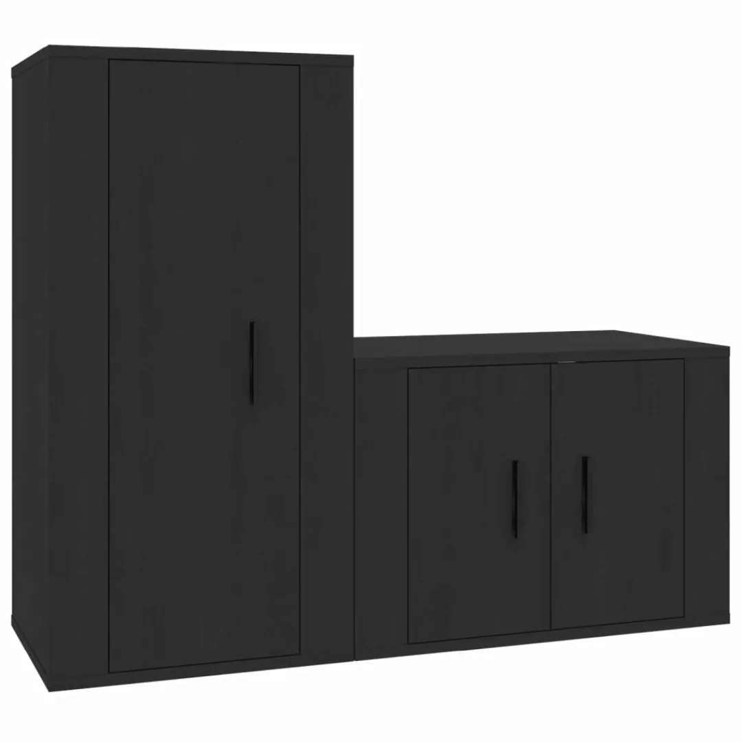 Vidaxl 2-tlg. Tv-schrank-set Schwarz Holzwerkstoff günstig online kaufen