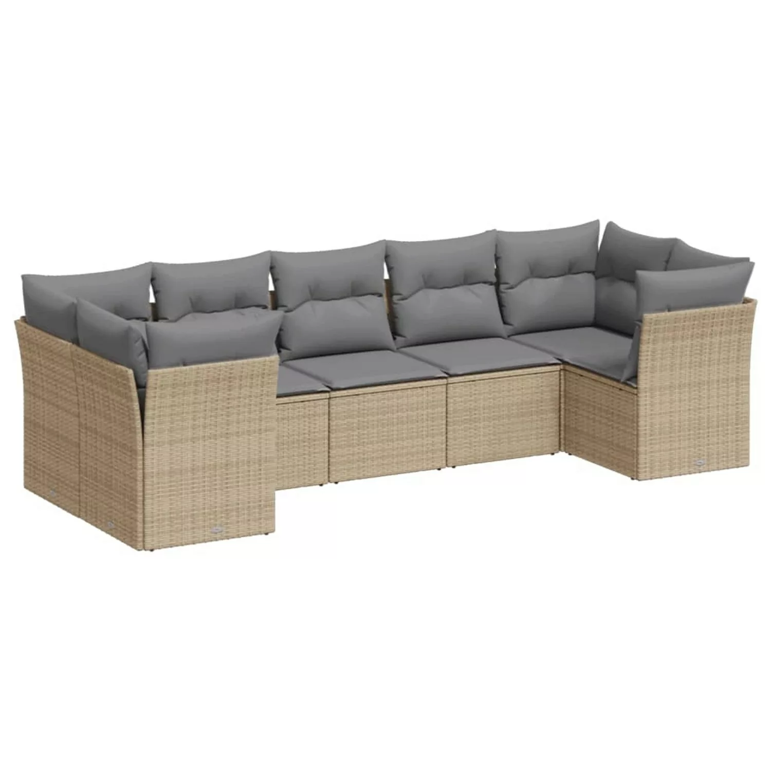 vidaXL 7-tlg Garten-Sofagarnitur mit Kissen Beige Poly Rattan Modell 26 günstig online kaufen