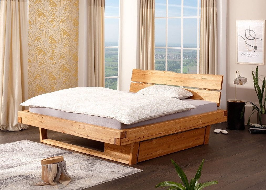 Main Möbel Massivholzbett Balkenbett mit Bettkästen 'Jeanette I' 140x200cm günstig online kaufen