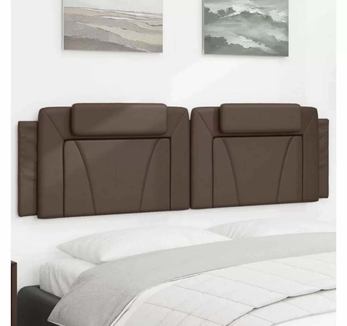 vidaXL Bett, Kopfteil-Kissen Braun 180 cm Kunstleder günstig online kaufen