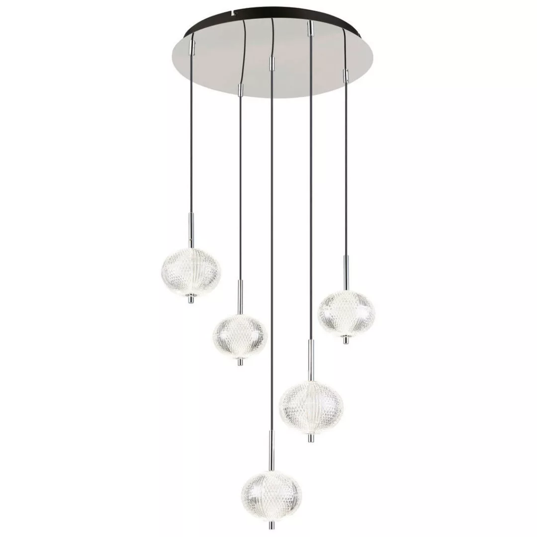 GLOBO LED-Pendelleuchte Chrom klar Metall Acryl H/D: ca. 150x57 cm günstig online kaufen