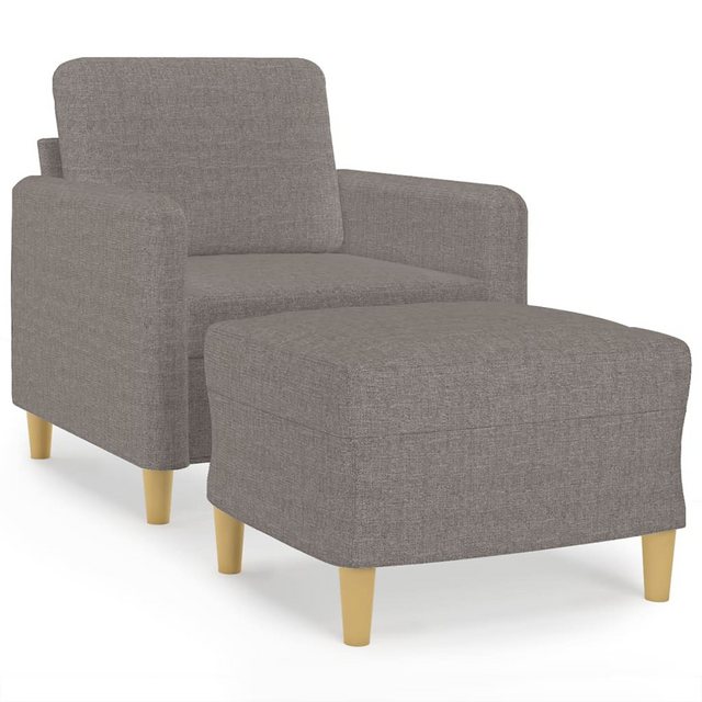 vidaXL Sofa Sessel mit Hocker 60 cm Stoff, Taupe günstig online kaufen