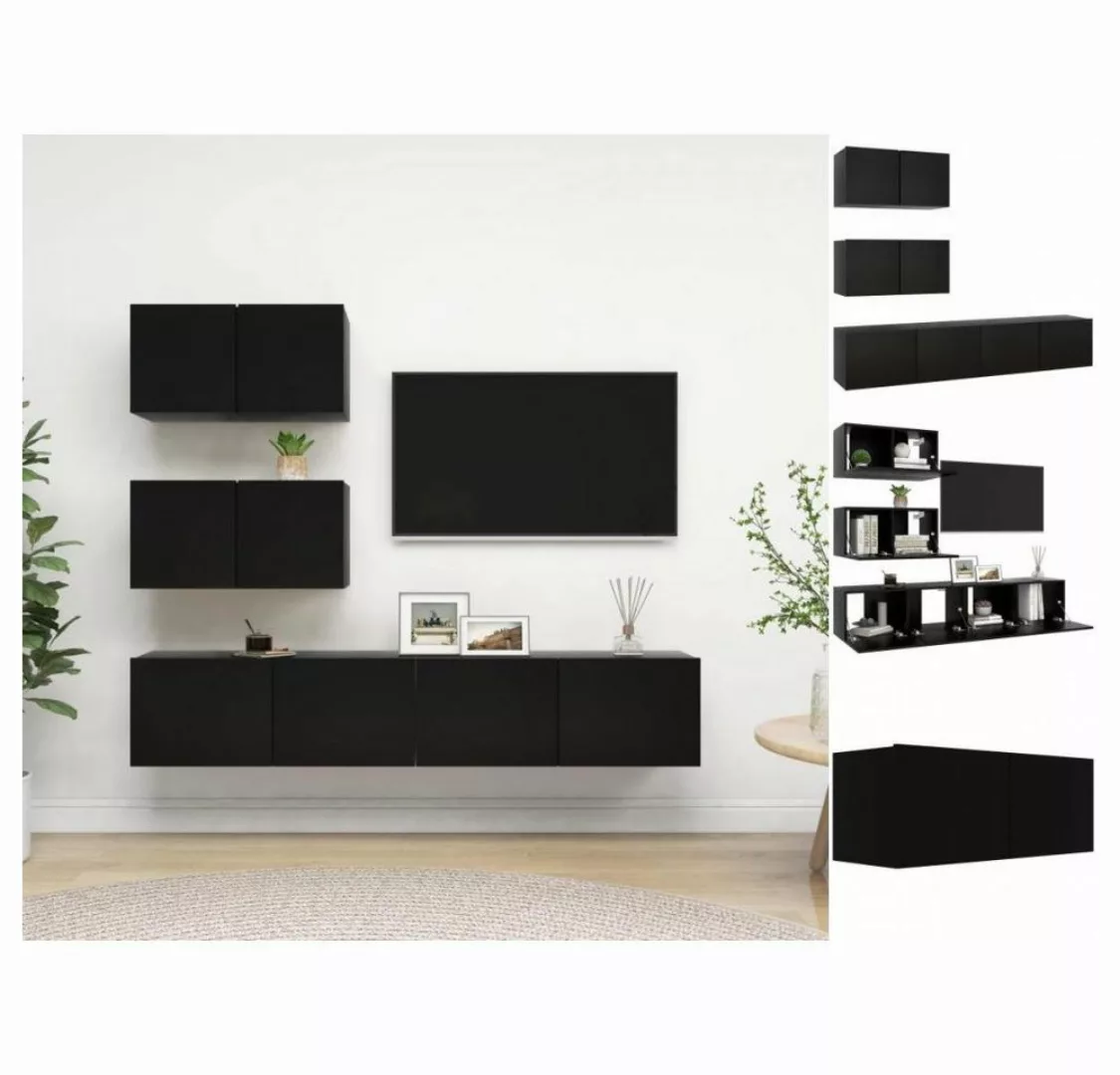 vidaXL Kleiderschrank 4-tlg TV-Schrank-Set Schwarz Spanplatte günstig online kaufen