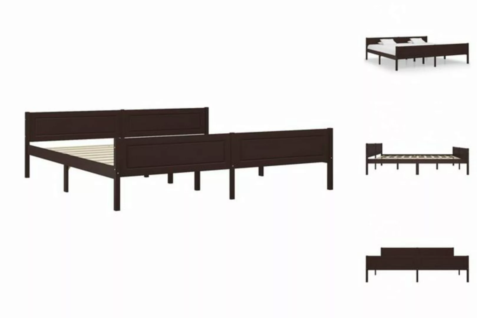 vidaXL Bettgestell Massivholzbett Kiefer Dunkelbraun 200x200 cm Doppelbett günstig online kaufen