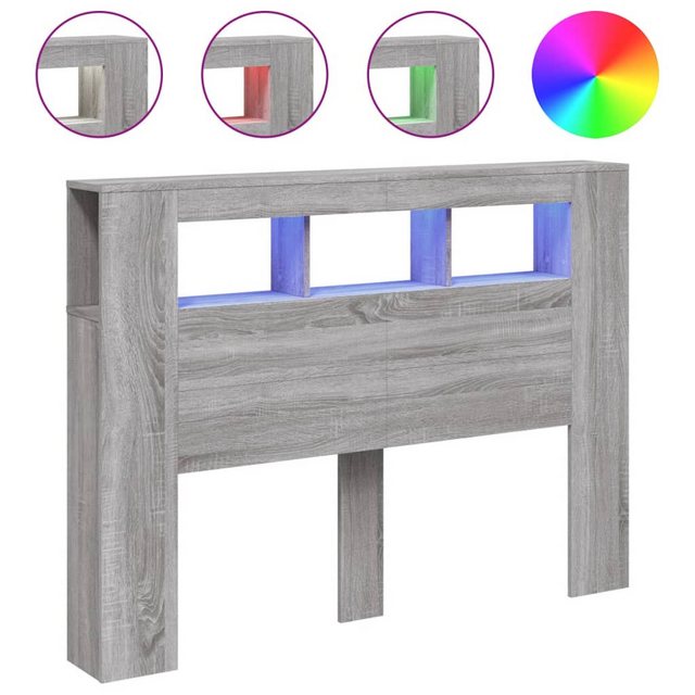 vidaXL Bett, LED-Kopfteil Grau Sonoma 140x18,5x103,5 cm Holzwerkstoff günstig online kaufen