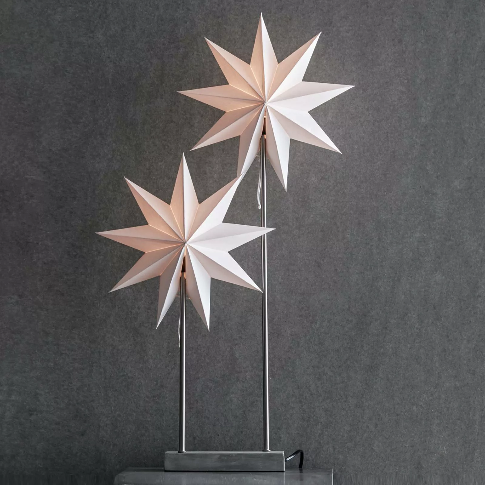 Tischleuchte Papierstern Duva mit zwei Sternen günstig online kaufen
