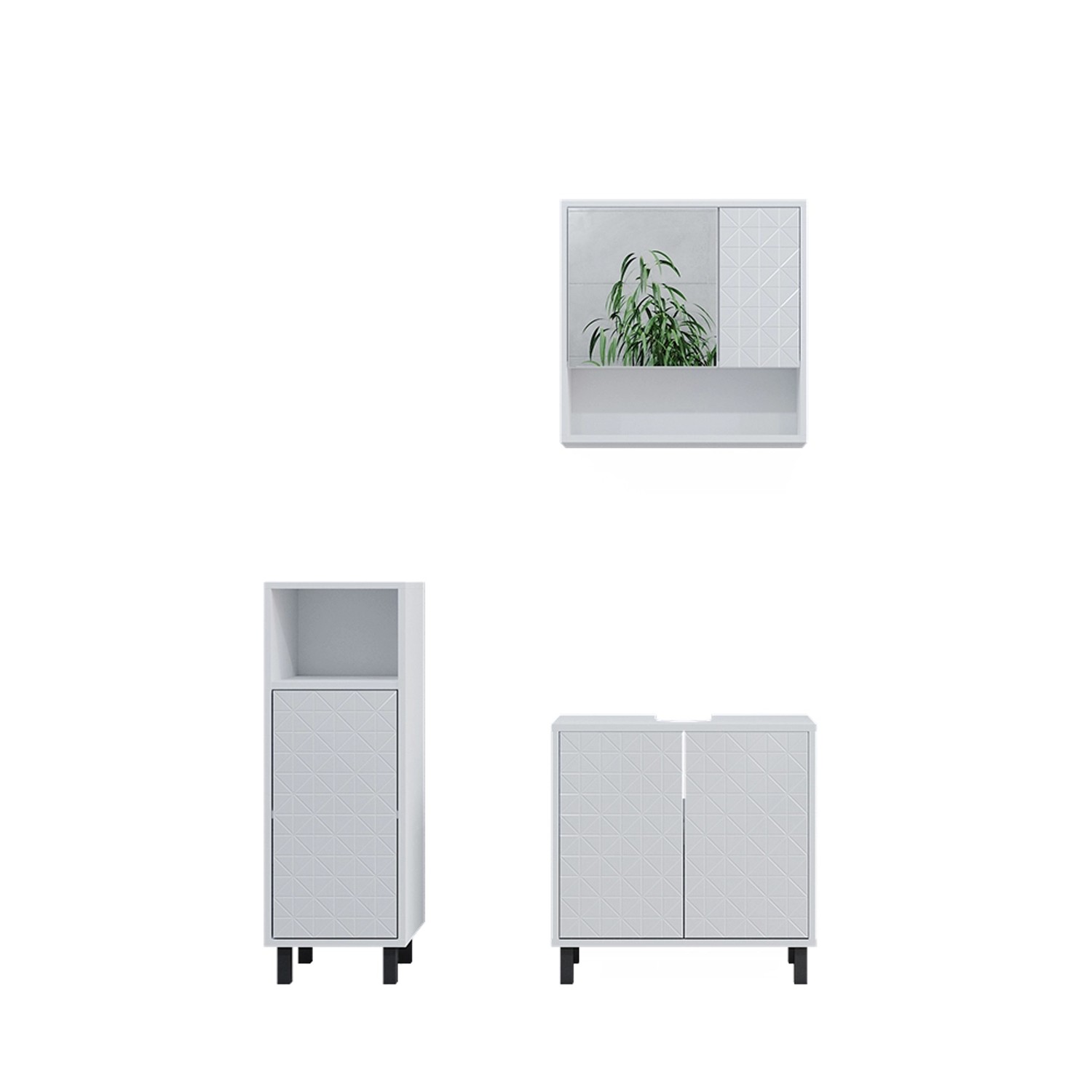 Vicco Badmöbel-Set Agasta Weiß Hochglanz 3 Teile mit Midischrank günstig online kaufen