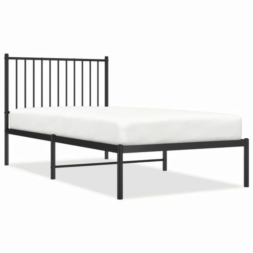 vidaXL Bettgestell Bettrahmen mit Kopfteil Metall Schwarz 90x190 cm Bett Be günstig online kaufen