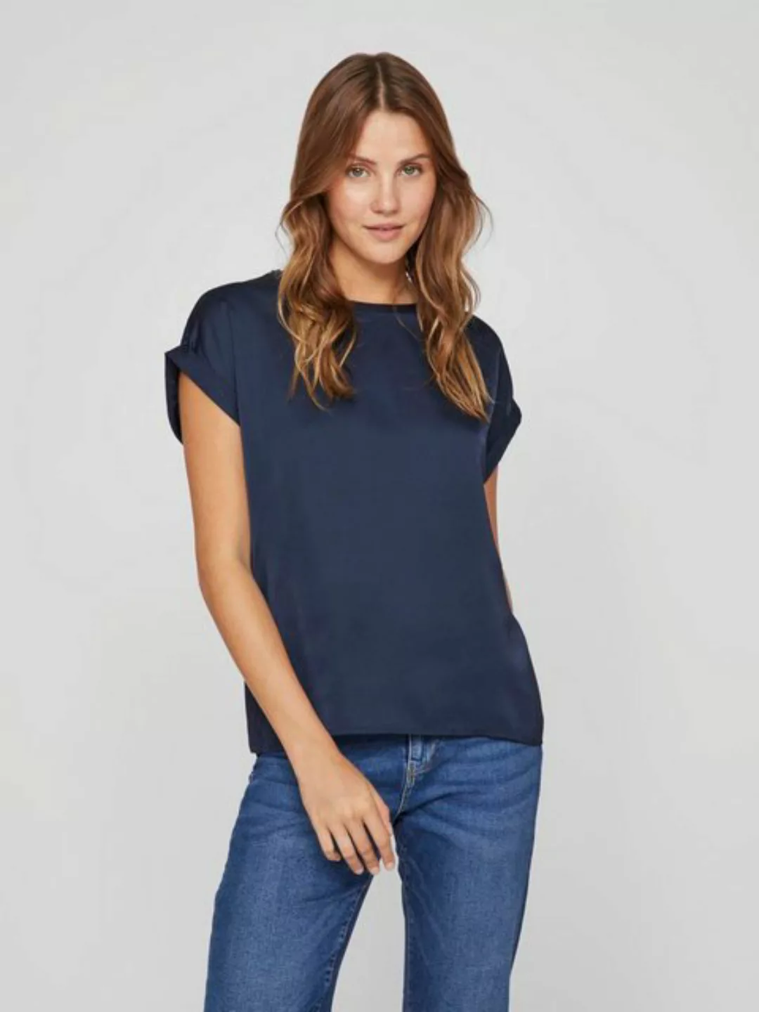 Vila T-Shirt Satin Blusen T-Shirt Kurzarm Basic Top Glänzend VIELLETTE 4599 günstig online kaufen