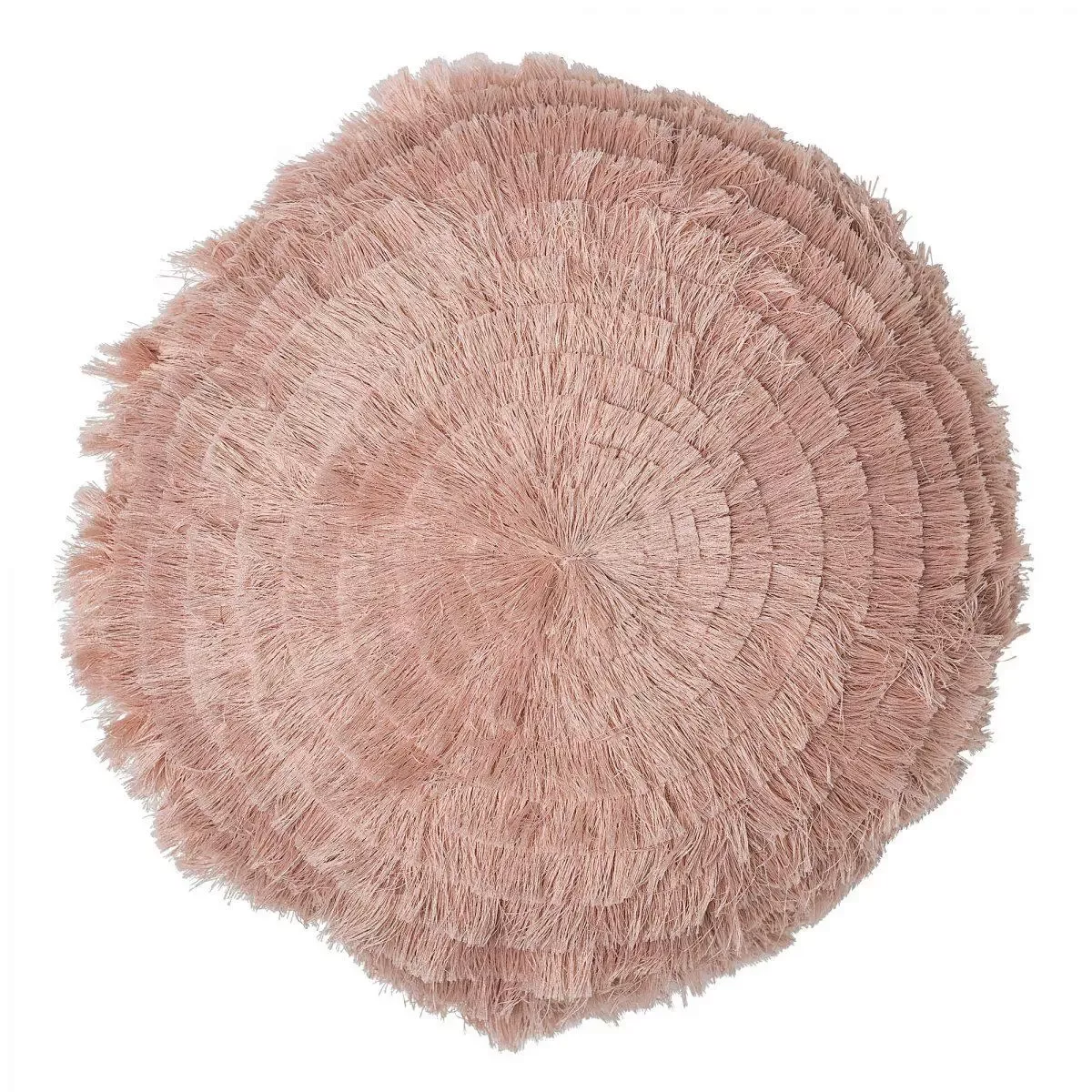 Rundes Kissen mit Fransen aus Baumwolle in Rosa günstig online kaufen