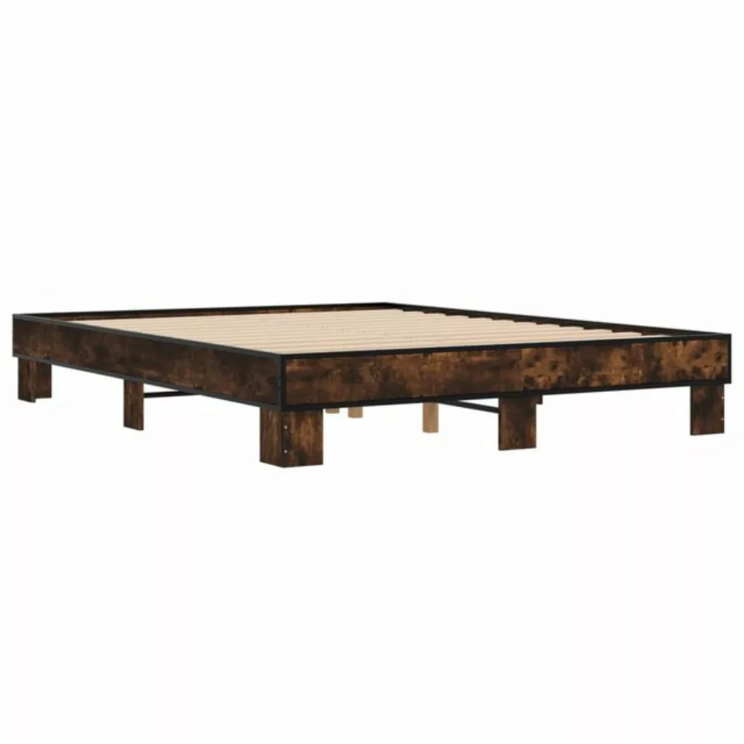 vidaXL Bett Bettgestell Räuchereiche 150x200 cm Holzwerkstoff und Metall günstig online kaufen