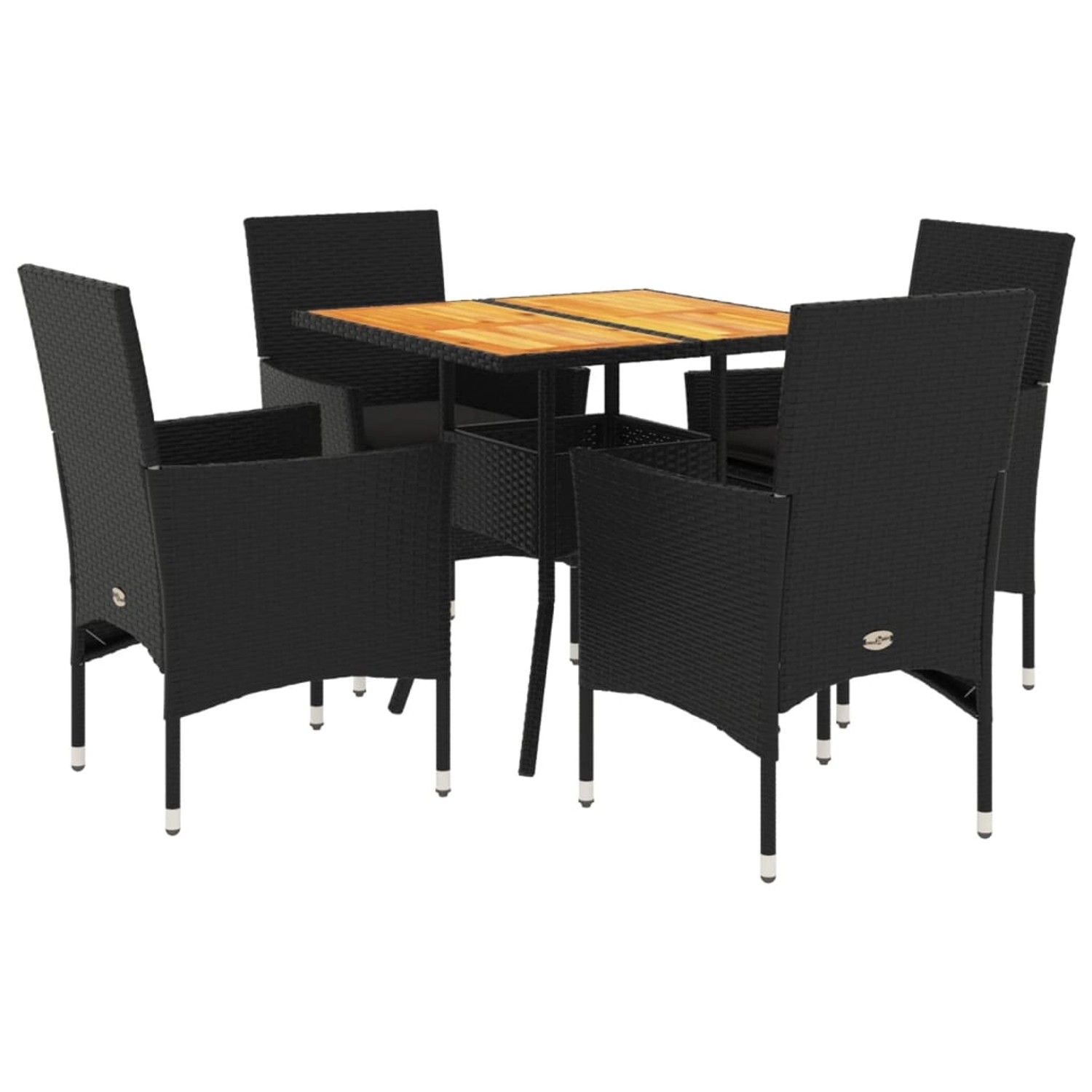 vidaXL 5-Tlg Garten-Essgruppe mit Kissen Schwarz Poly Rattan Akazie 3278712 günstig online kaufen