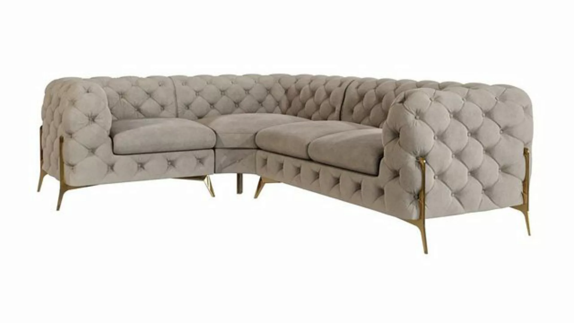 S-Style Möbel Ecksofa Chesterfield Ashley mit Goldene Metall Füßen, Die Eck günstig online kaufen