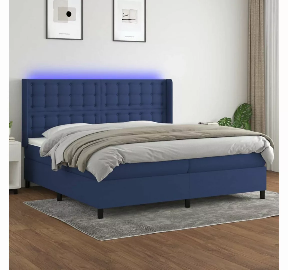 vidaXL Boxspringbett Boxspringbett mit Matratze LED Blau 200x200 cm Stoff B günstig online kaufen