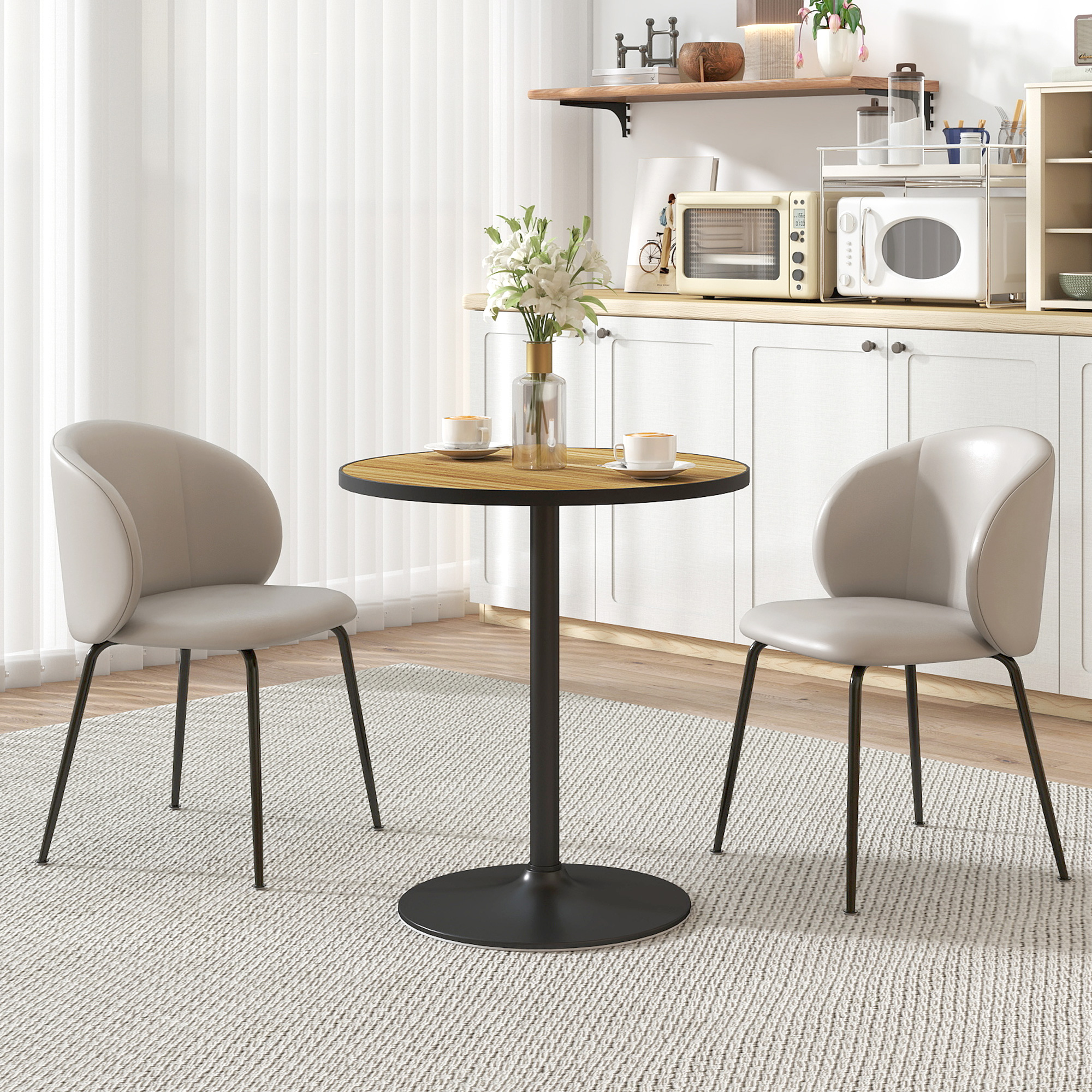HOMCOM Esstisch, Runder Küchentisch, Moderner Esszimmertisch mit Holzoptikp günstig online kaufen