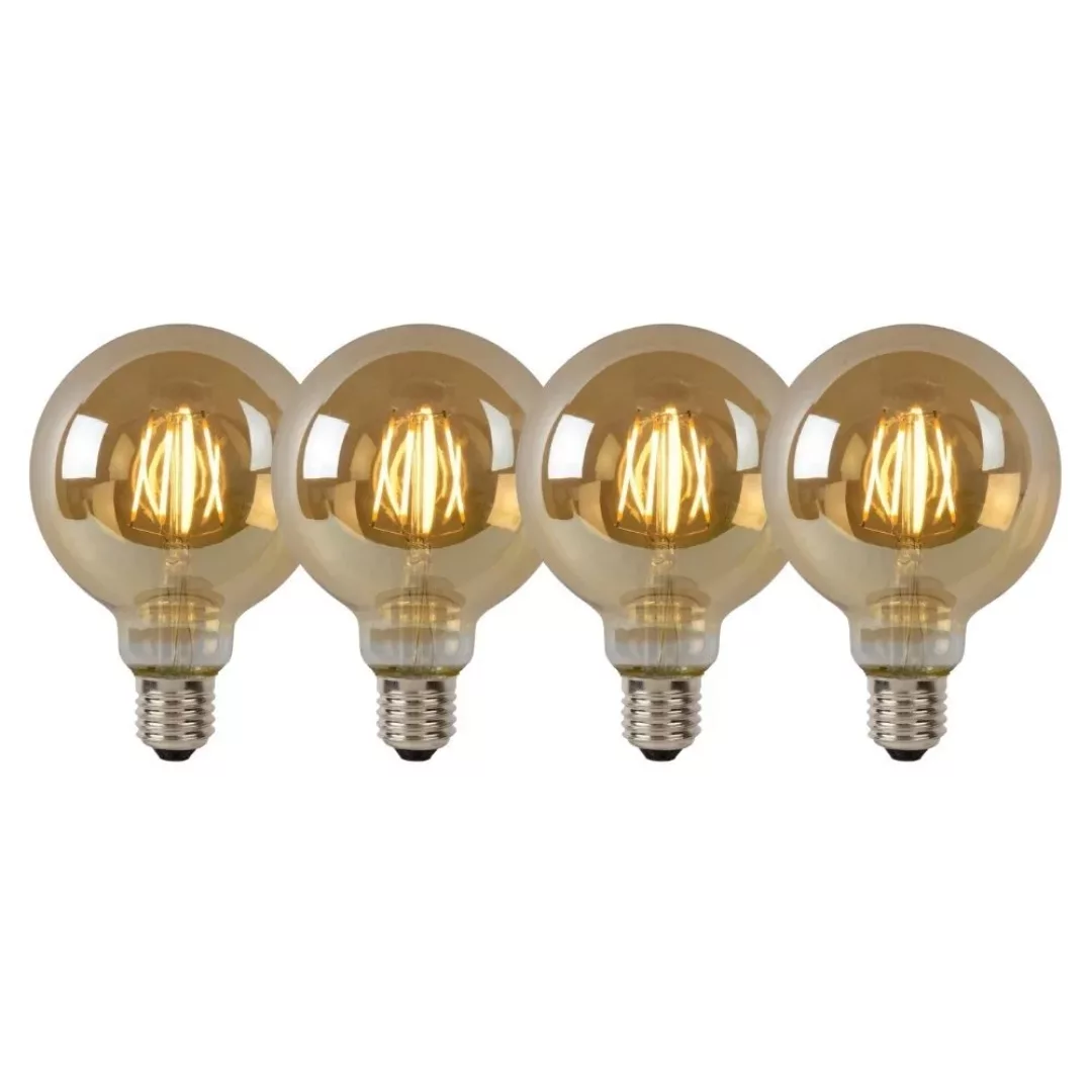 LED Leuchtmittel E27 Globe - G95 in Amber 5W 600lm 4er-Pack günstig online kaufen