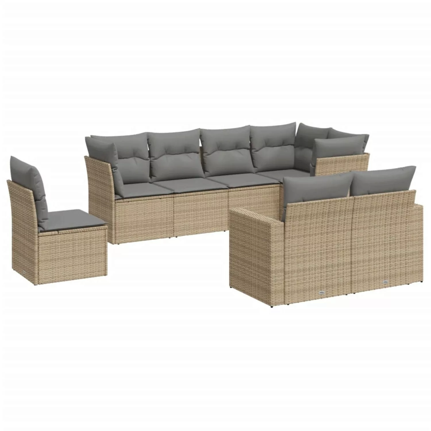 vidaXL 8-tlg Garten-Sofagarnitur mit Kissen Beige Poly Rattan Modell 42 günstig online kaufen