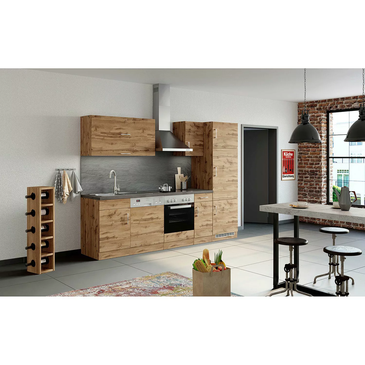 Held Möbel Herdumbau Sorrento 60 x 85 x 60 cm Nische f. Ofen Wotaneiche-Gra günstig online kaufen