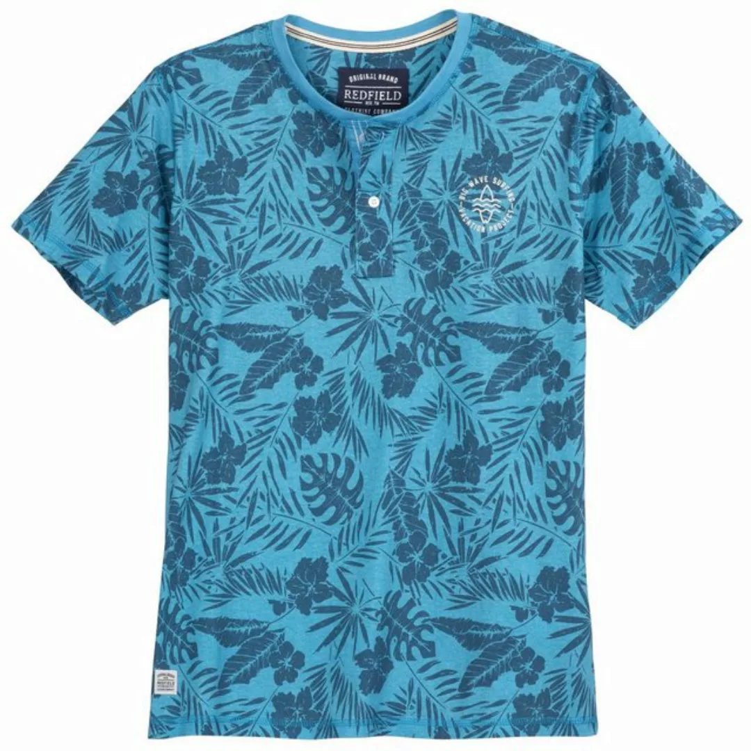 redfield Print-Shirt Große Größen Herren modisches T-Shirt azurblau floral günstig online kaufen