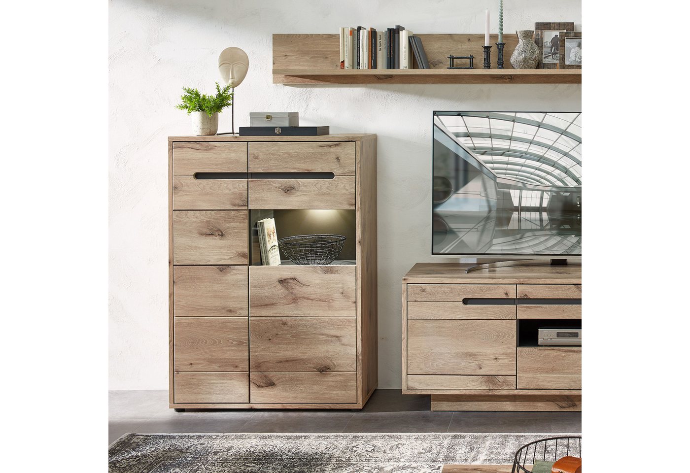 Innostyle Vitrine BELLANO Viking Oak Nature günstig online kaufen