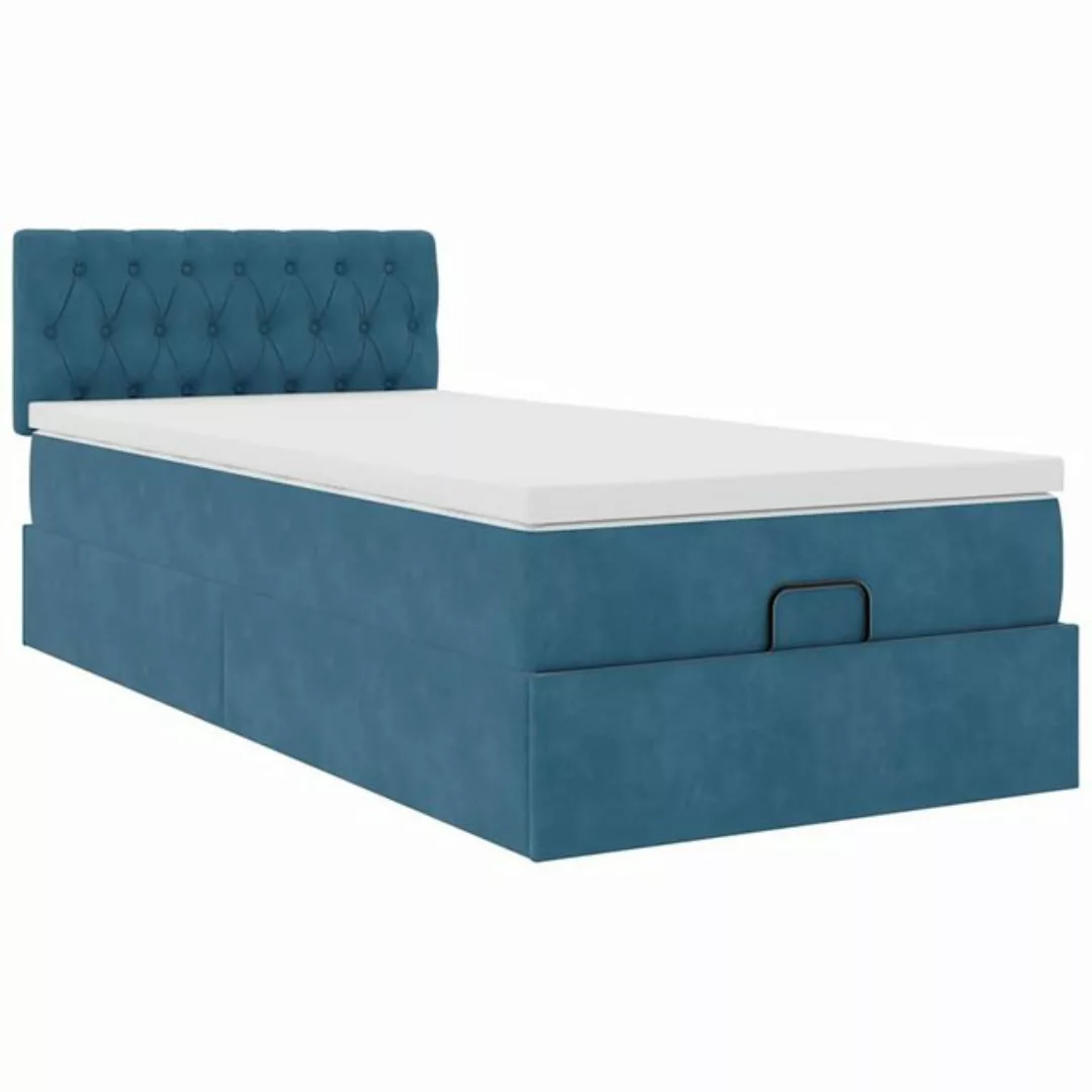 vidaXL Bett Ottoman-Bett mit Matratze Dunkelblau 80x200 cm Samt günstig online kaufen