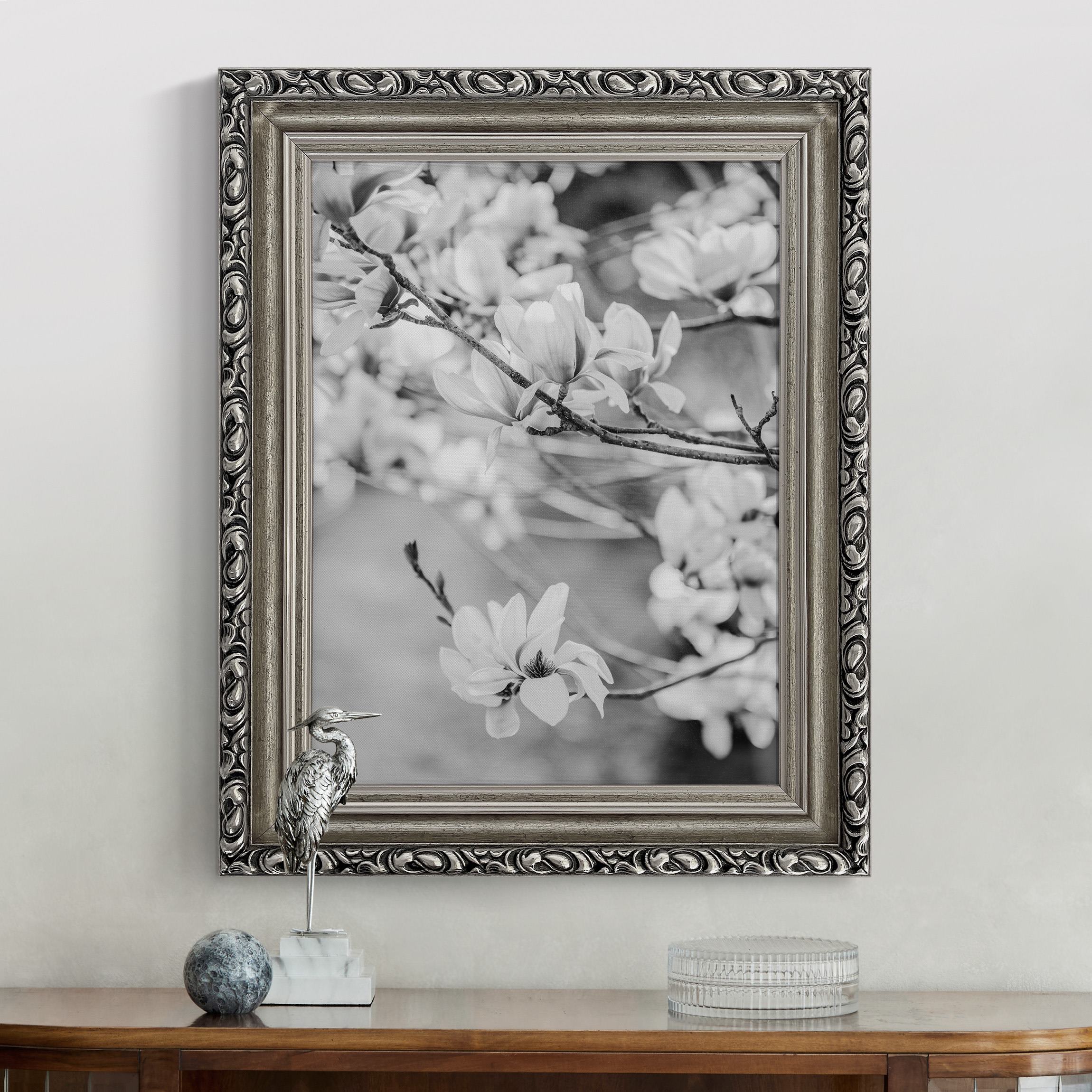 Gerahmtes Leinwandbild Magnolienzweige Vintagestil II günstig online kaufen