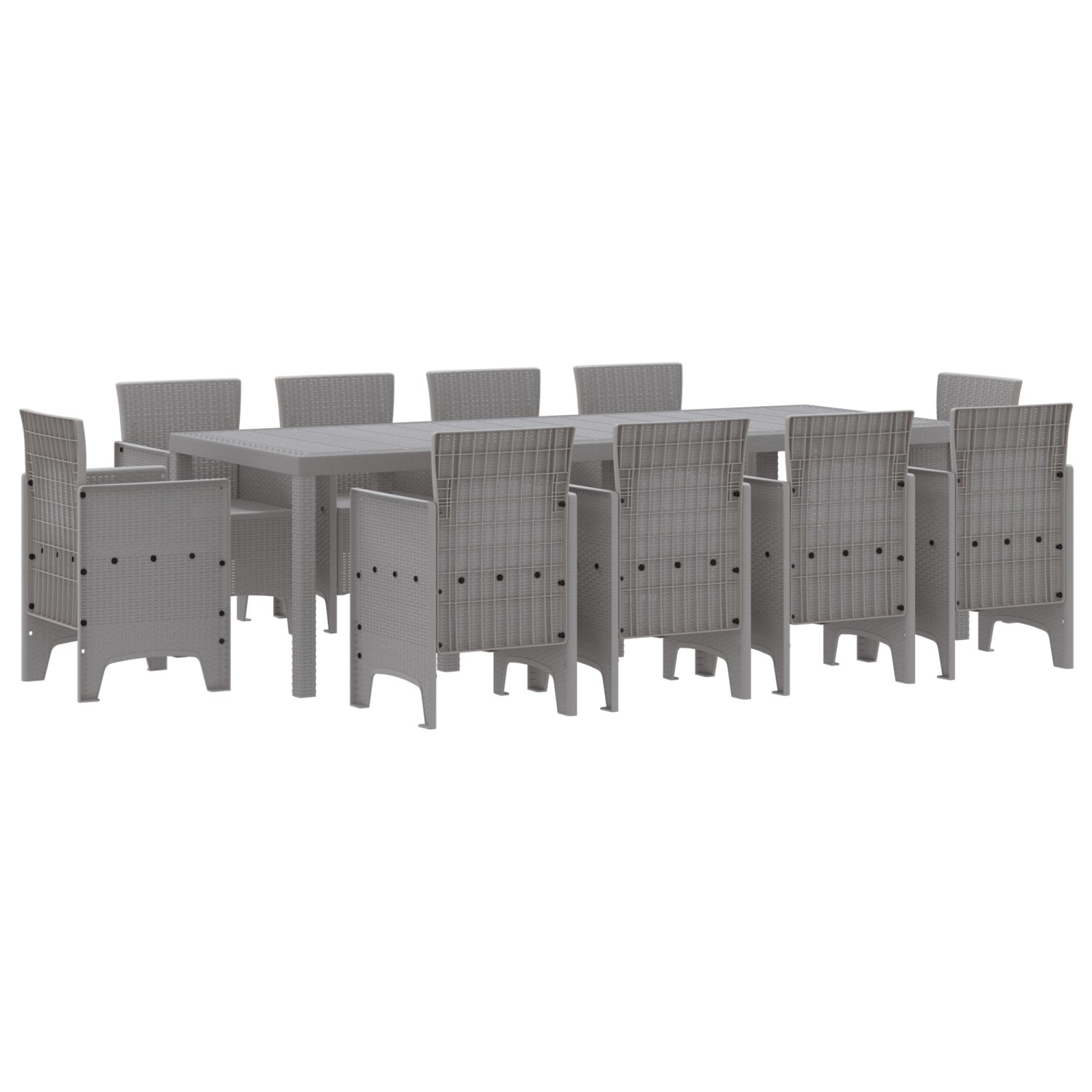 vidaXL 11-tlg Garten-Essgruppe Hellgrau Poly Rattan 3378607 günstig online kaufen