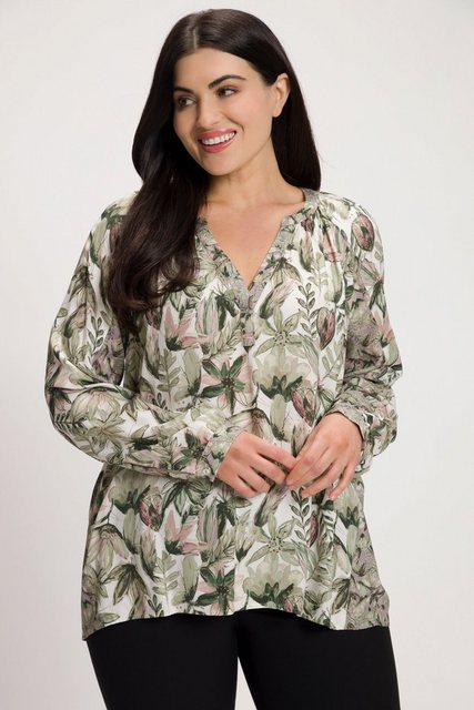 Ulla Popken Longbluse Bluse Blüten Tunika-Ausschnitt hinten länger günstig online kaufen