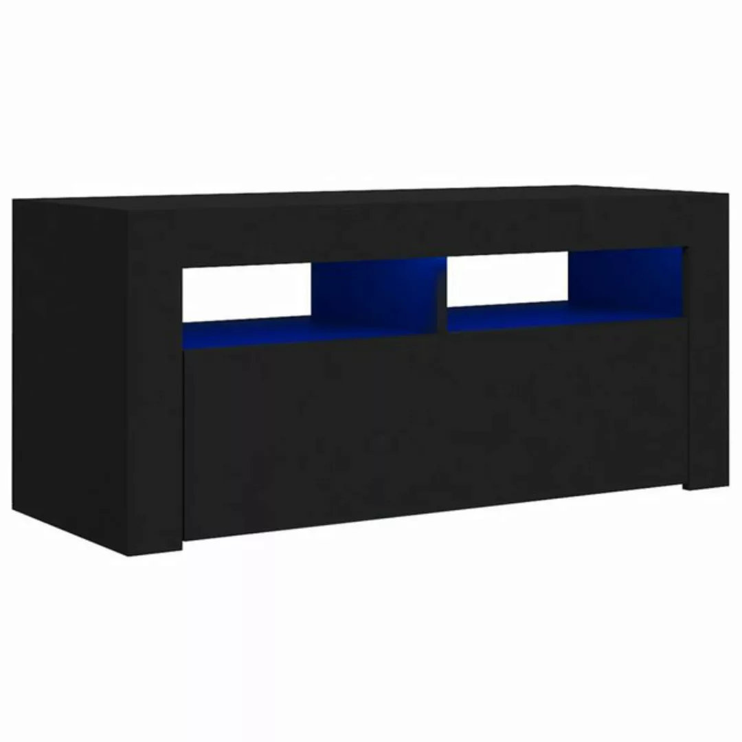 vidaXL TV-Schrank TV-Schrank mit LED Leuchten Schwarz 90x35x40 cm Lowboard günstig online kaufen