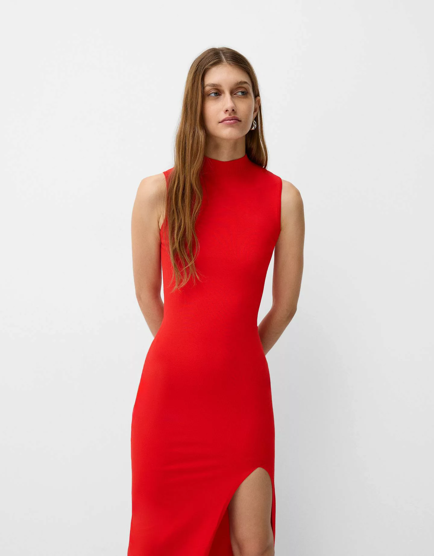 Bershka Midikleid Mit Rollkragen Damen Xs Rot günstig online kaufen