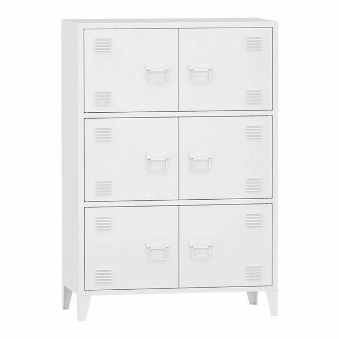 en.casa Mehrzweckschrank »Hamina« Büroschrank mit 6 Türen 80x140x113 cm Wei günstig online kaufen