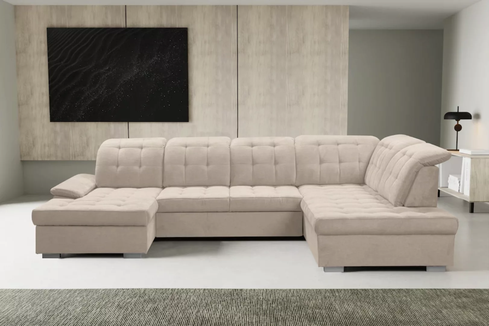 WERK2 Wohnlandschaft "Kordula-New U-Form", Sofa in U-Form mit Schlaffunktio günstig online kaufen