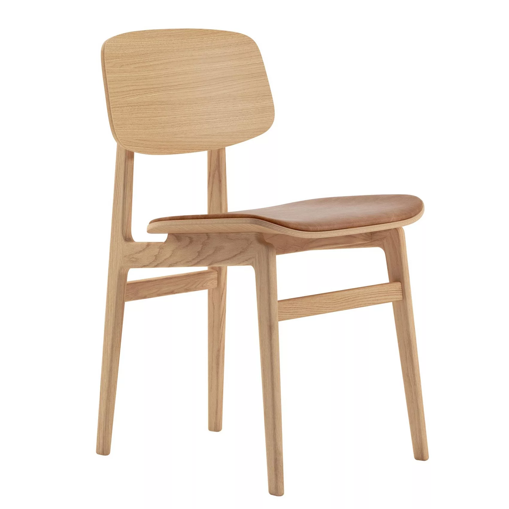 NORR 11 - NY11 Dining Chair Leder Gestell Eiche Natur - kamel/Sitzfläche Vi günstig online kaufen
