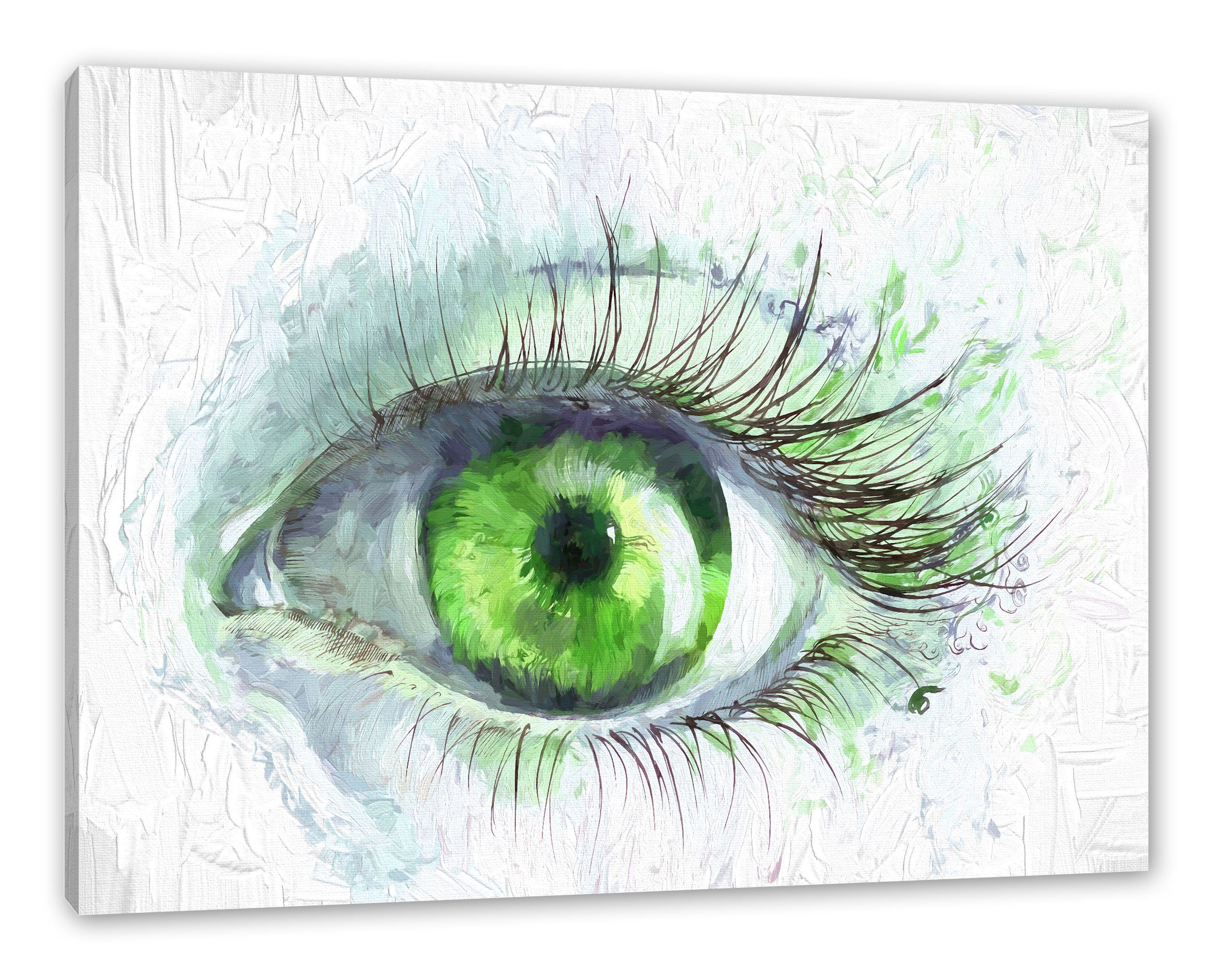 Pixxprint Leinwandbild Grünes Auge, Grünes Auge günstig online kaufen