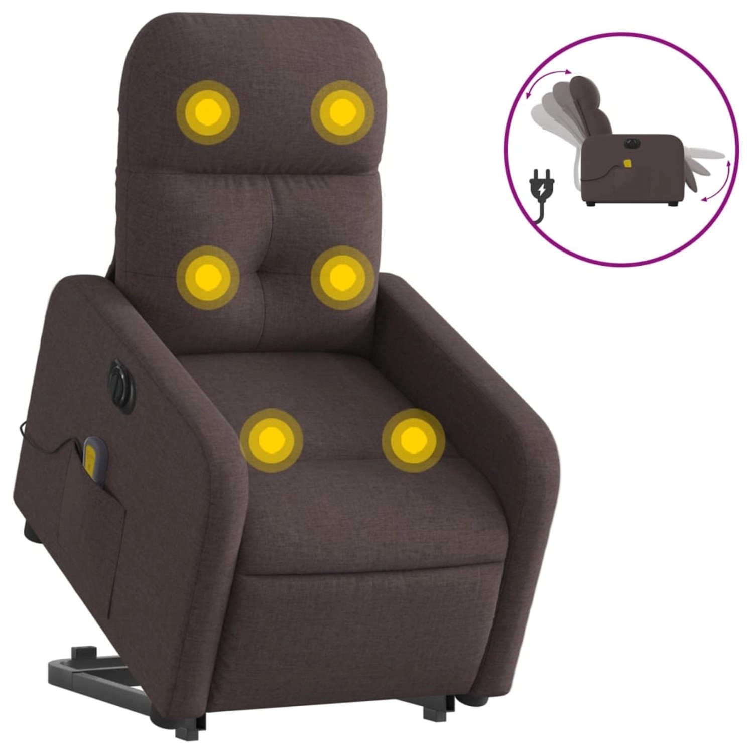 vidaXL Elektrischer Massagesessel mit Aufstehhilfe Dunkelbraun Stoff Modell günstig online kaufen